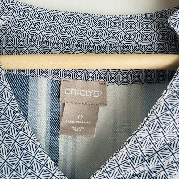 Chicos nautical striped embroidered top blue and white size 0 (4/6) - Picture 6 of 10